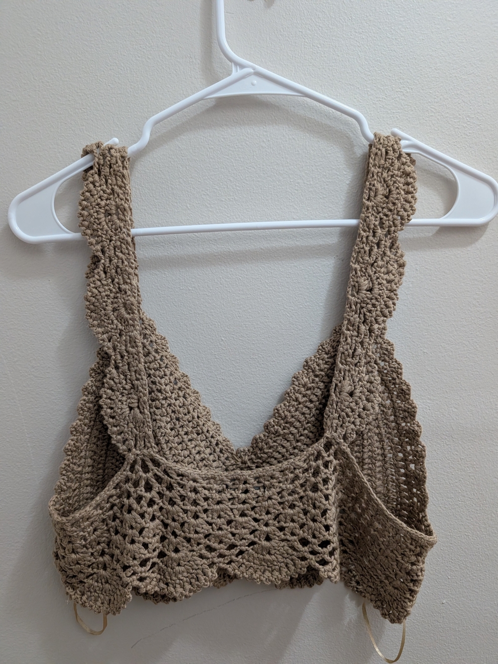 debut Crochet Crop Top in Brown M/L Like New